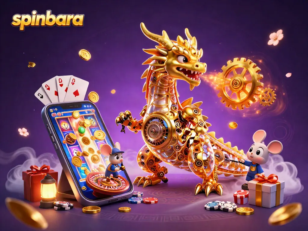 Engage in thrilling games at Spinbara Casino with an enchanting dragon and exciting gaming elements.
